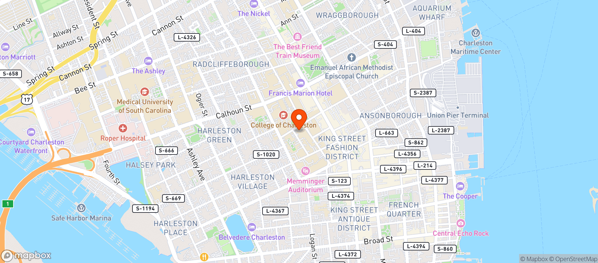 Map showing College Of Charleston