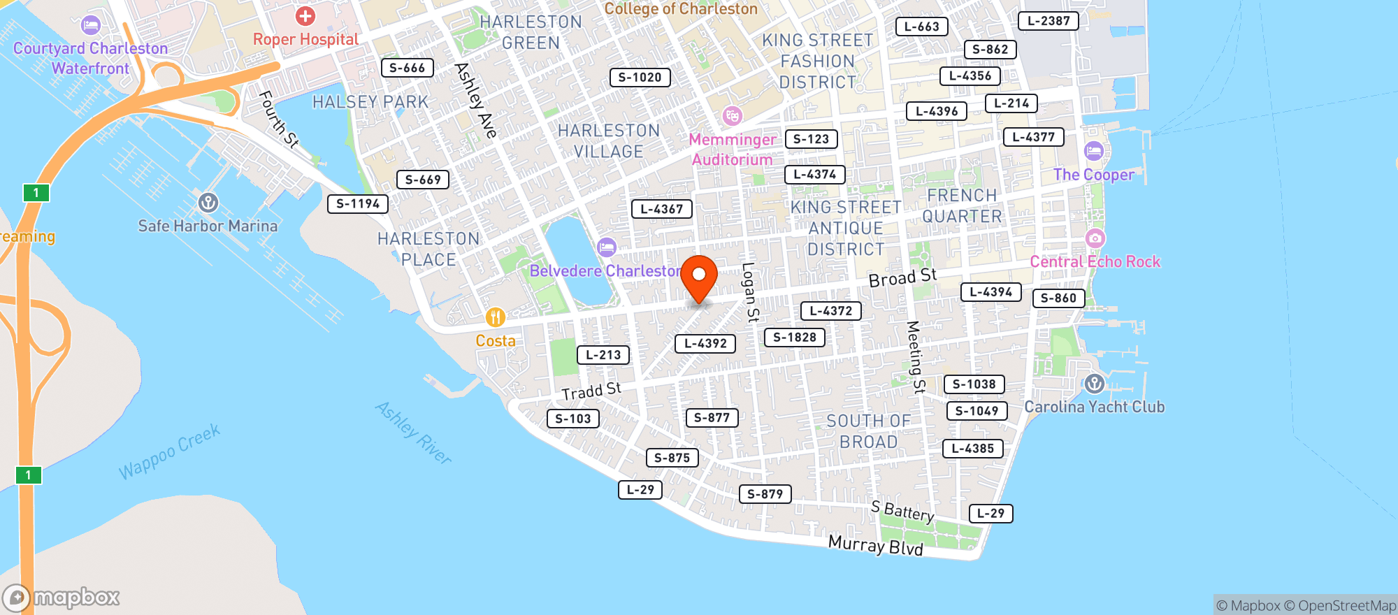 Map showing Burbages Self Service Grocery