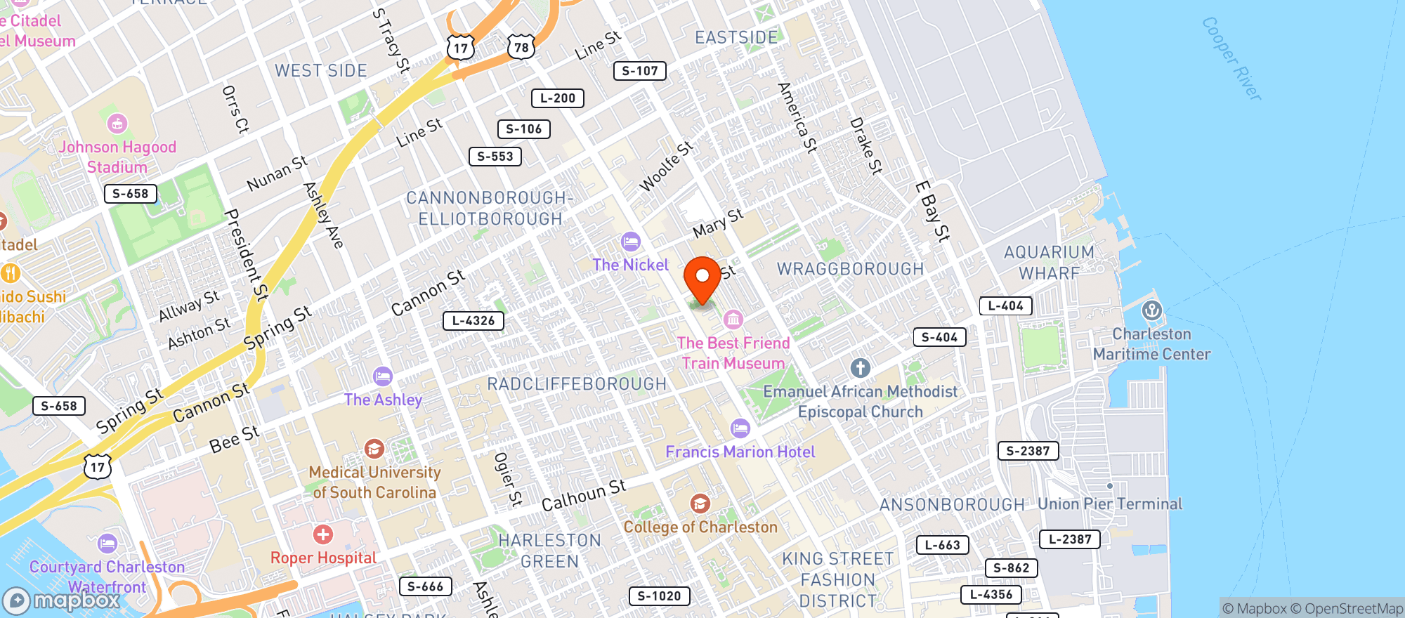 Map showing American Theater