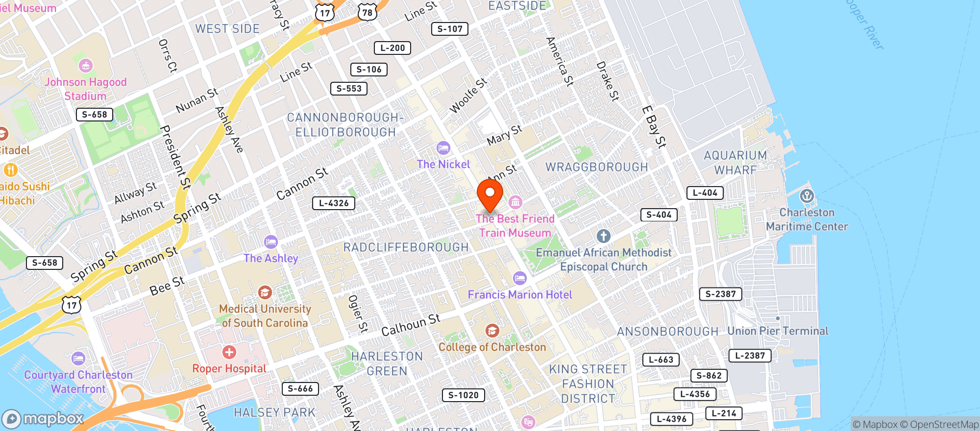 Map showing King Street Grocery
