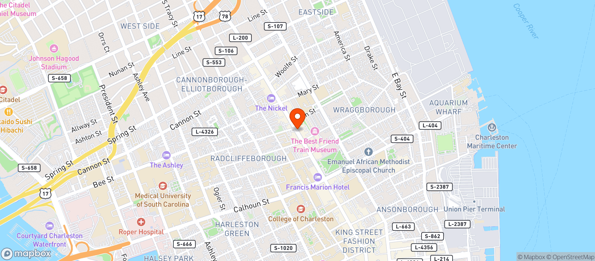 Map showing Halls Chop House
