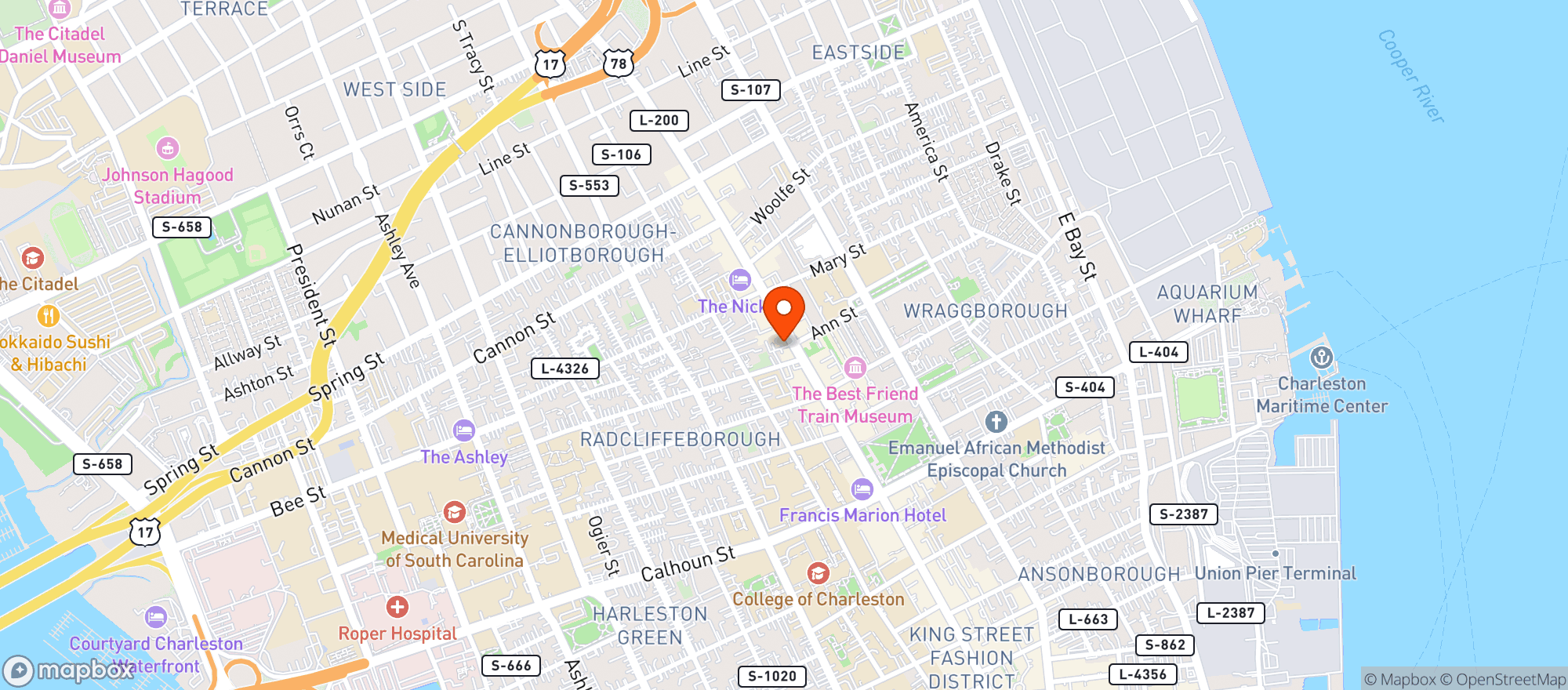 Map showing Cocktail Club (chs)