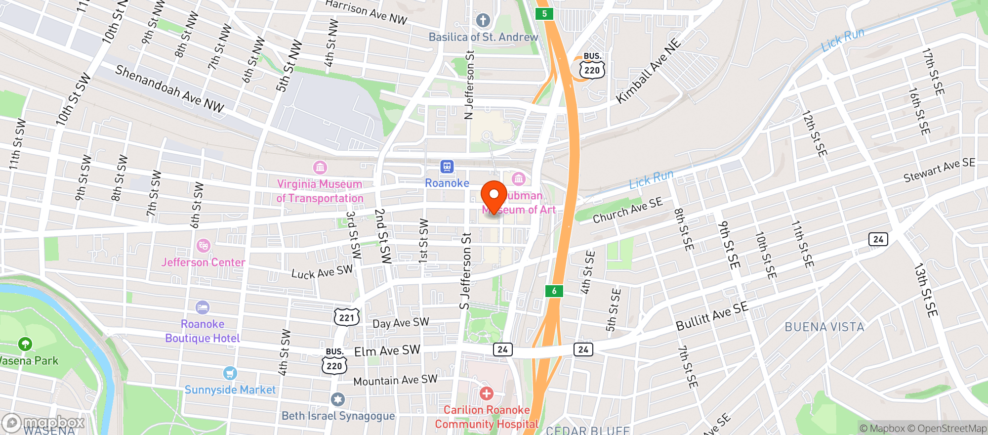 Map showing Roanoke Co-op