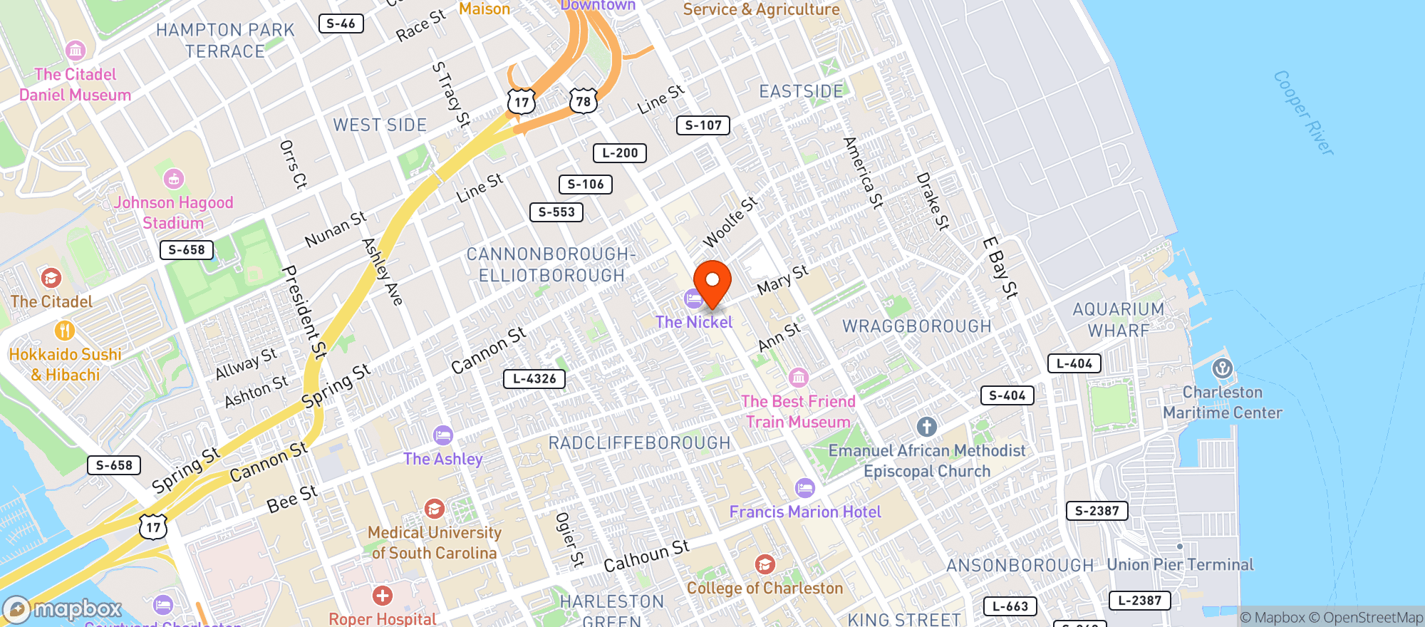 Map showing Darling Oyster Bar