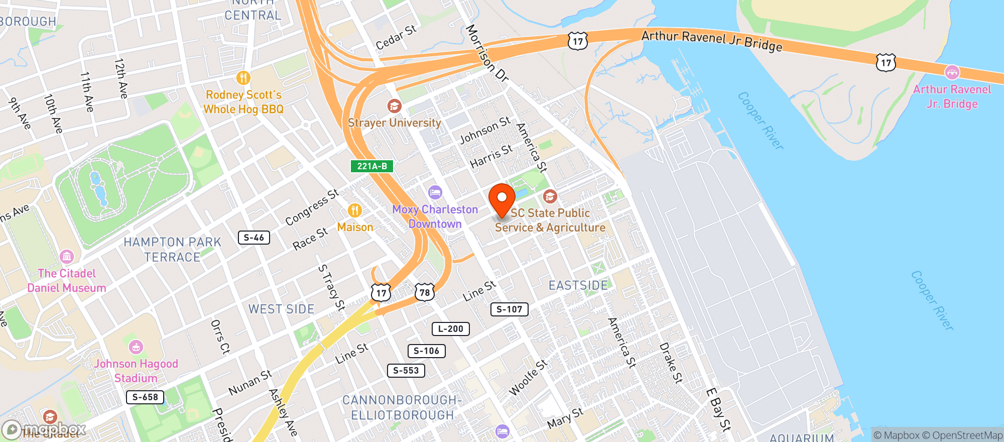 Map showing Sykes East Side Market