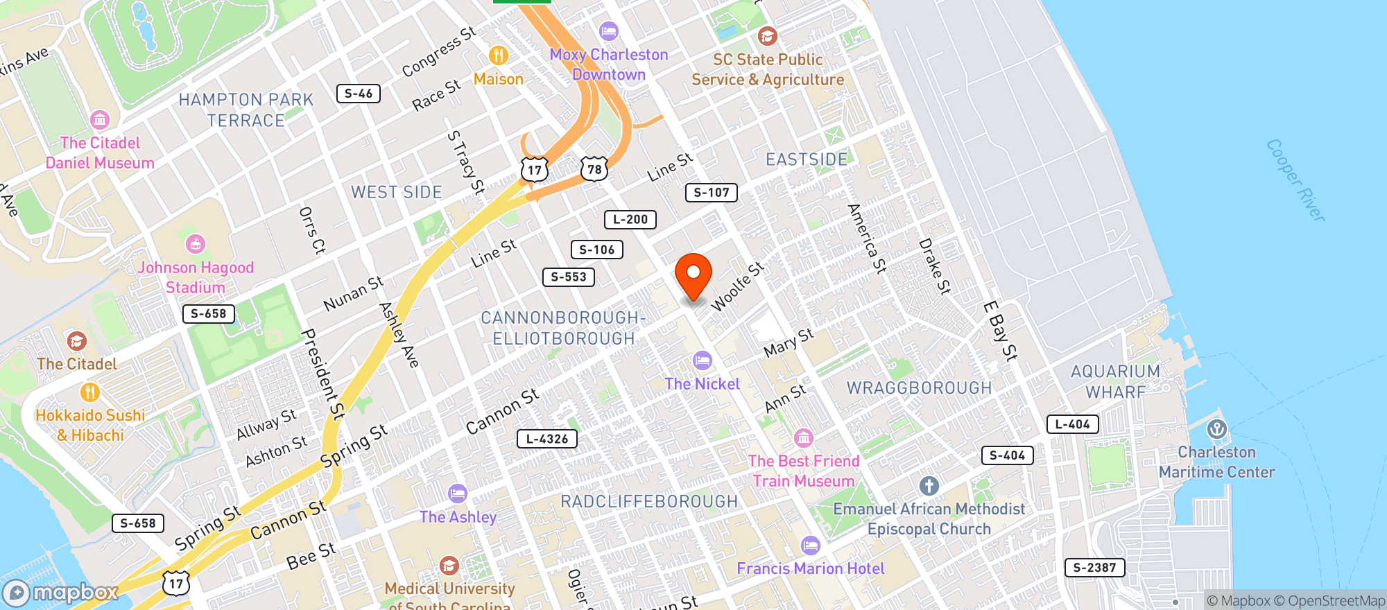Map showing The Ordinary