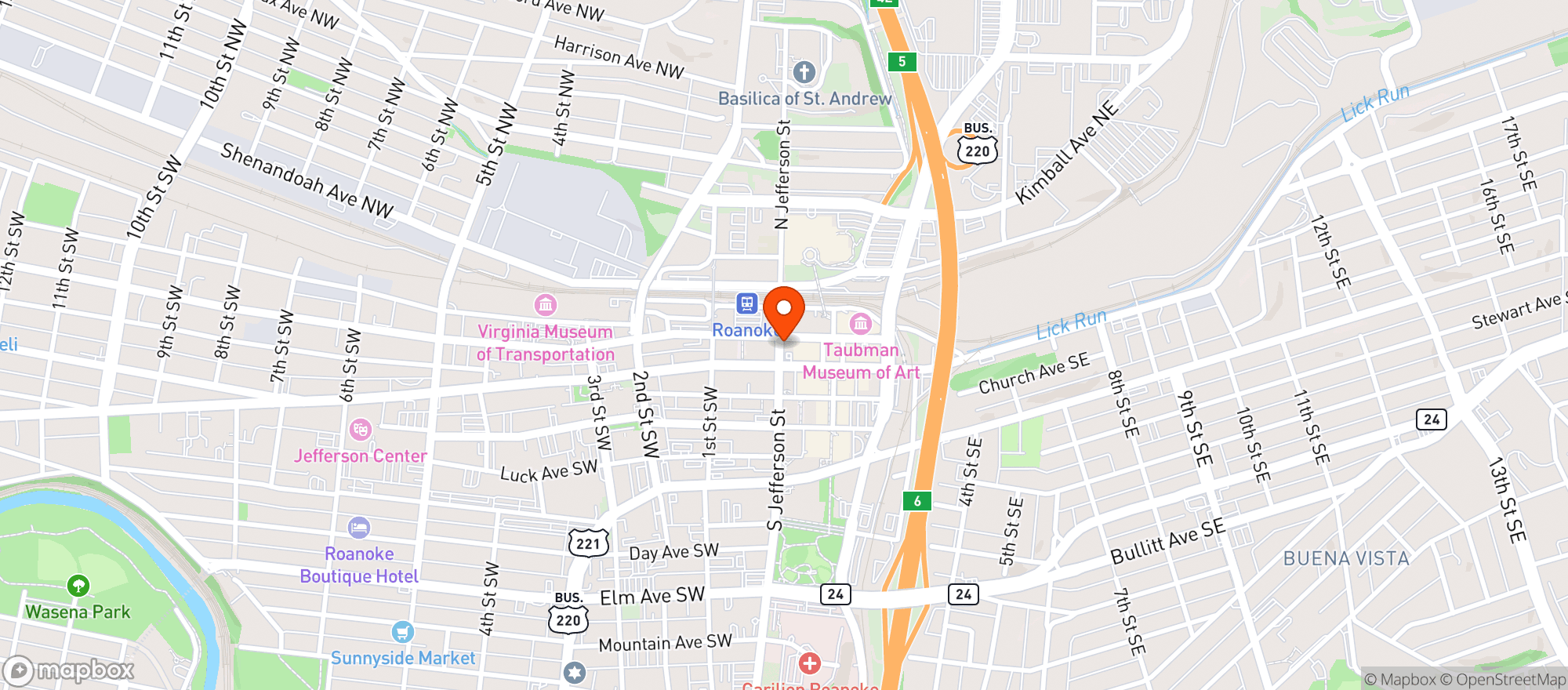 Map showing Frankie Rowlands Steakhouse