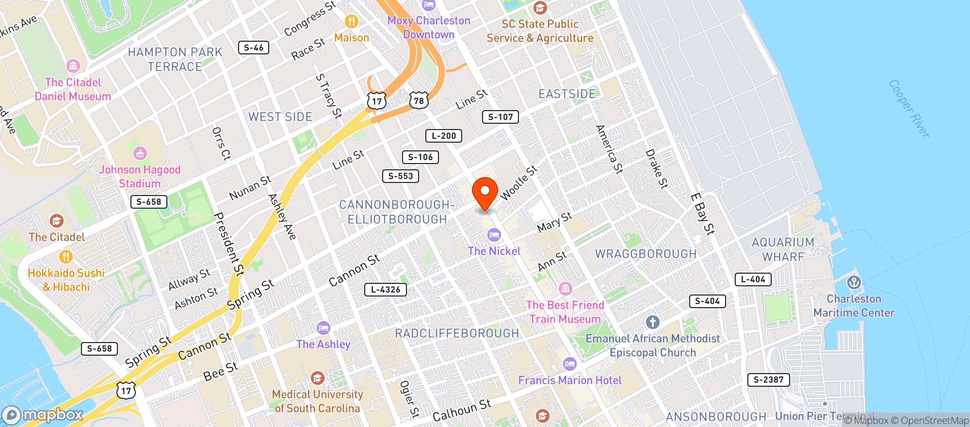 Map showing Jordans Market