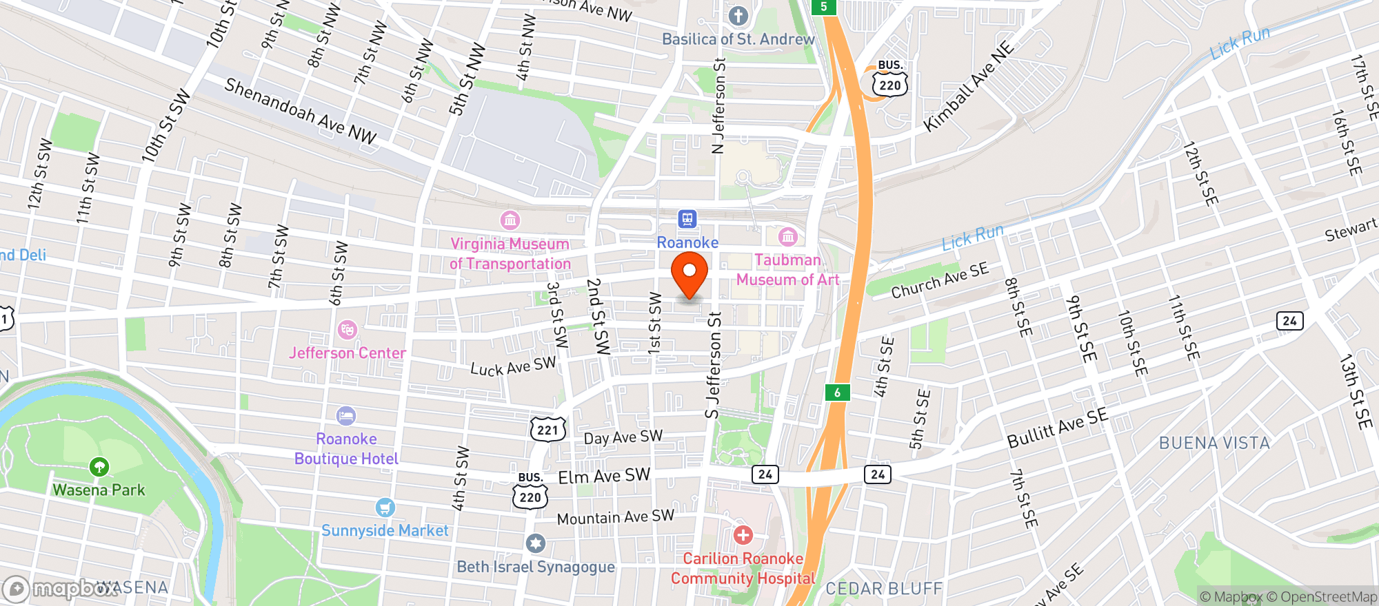 Map showing Lucky