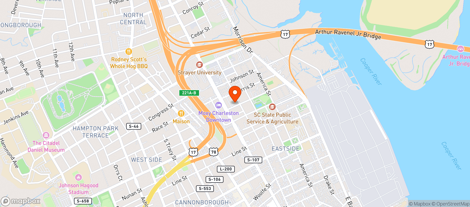 Map showing Bar Rollins