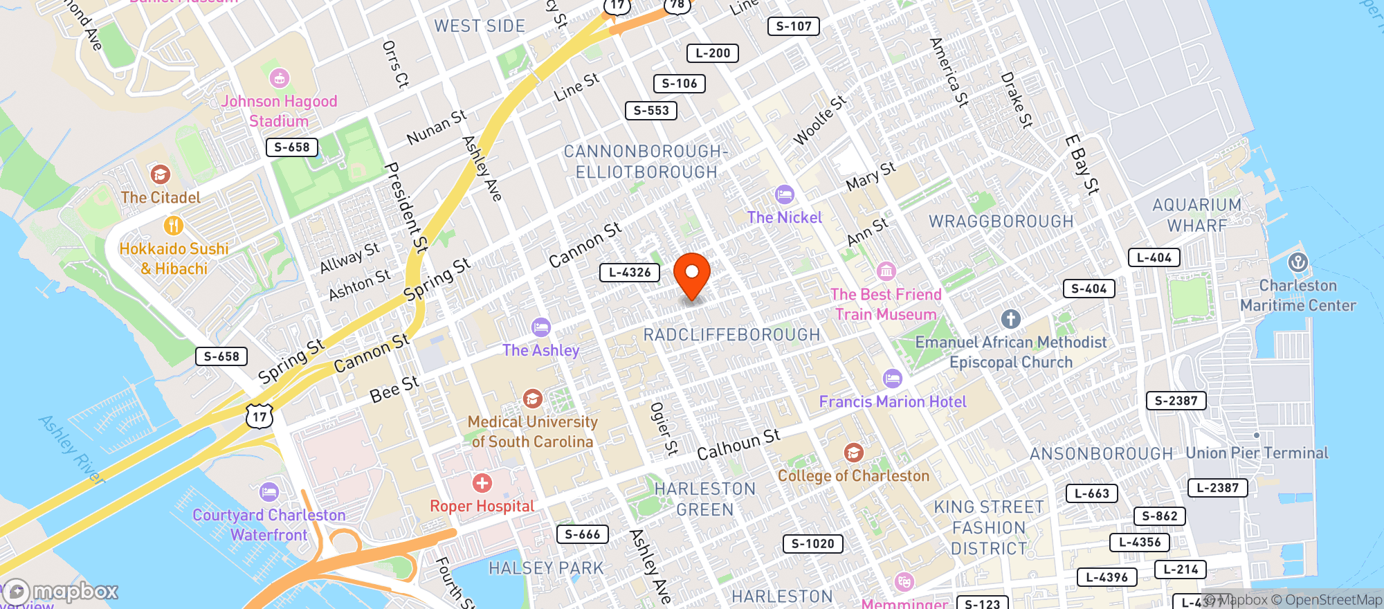 Map showing Charlie's On Jasper