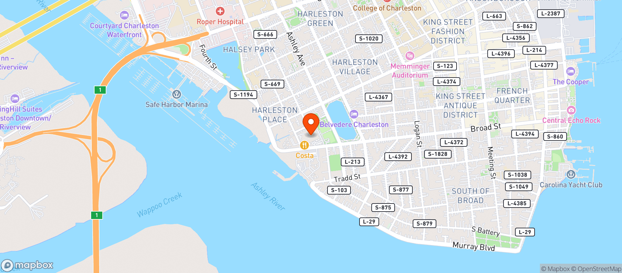 Map showing Costa Restaurant (chs)