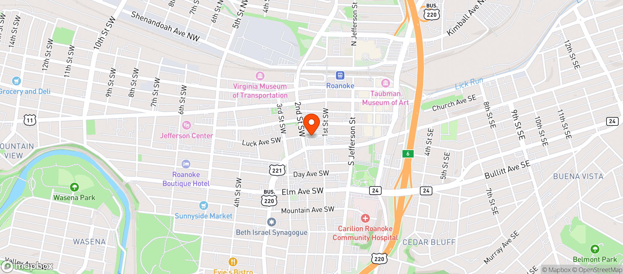 Map showing Jaybird Tavern