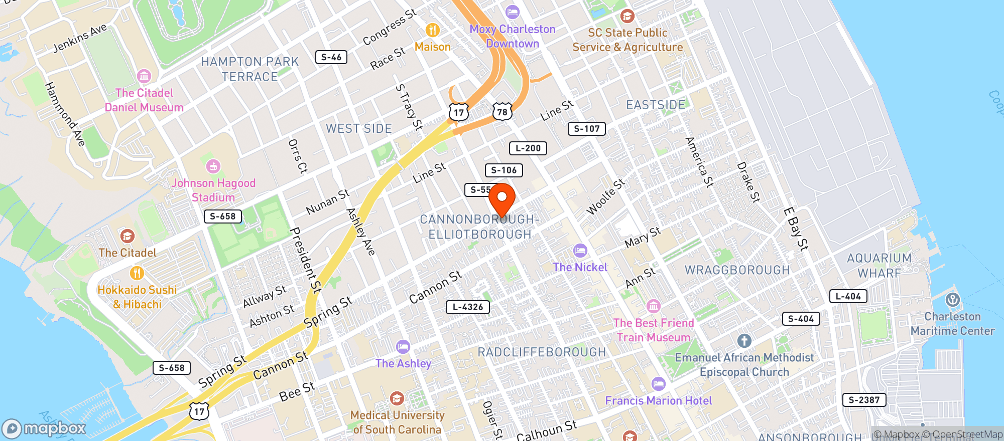 Map showing Coming Street Grocery