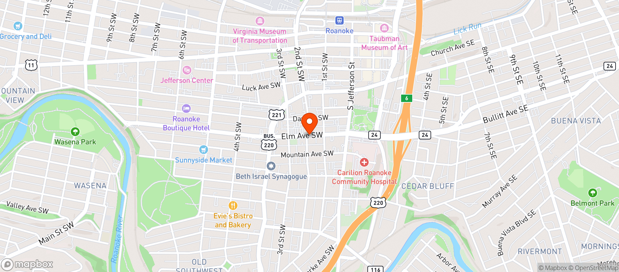 Map showing Community Grocery