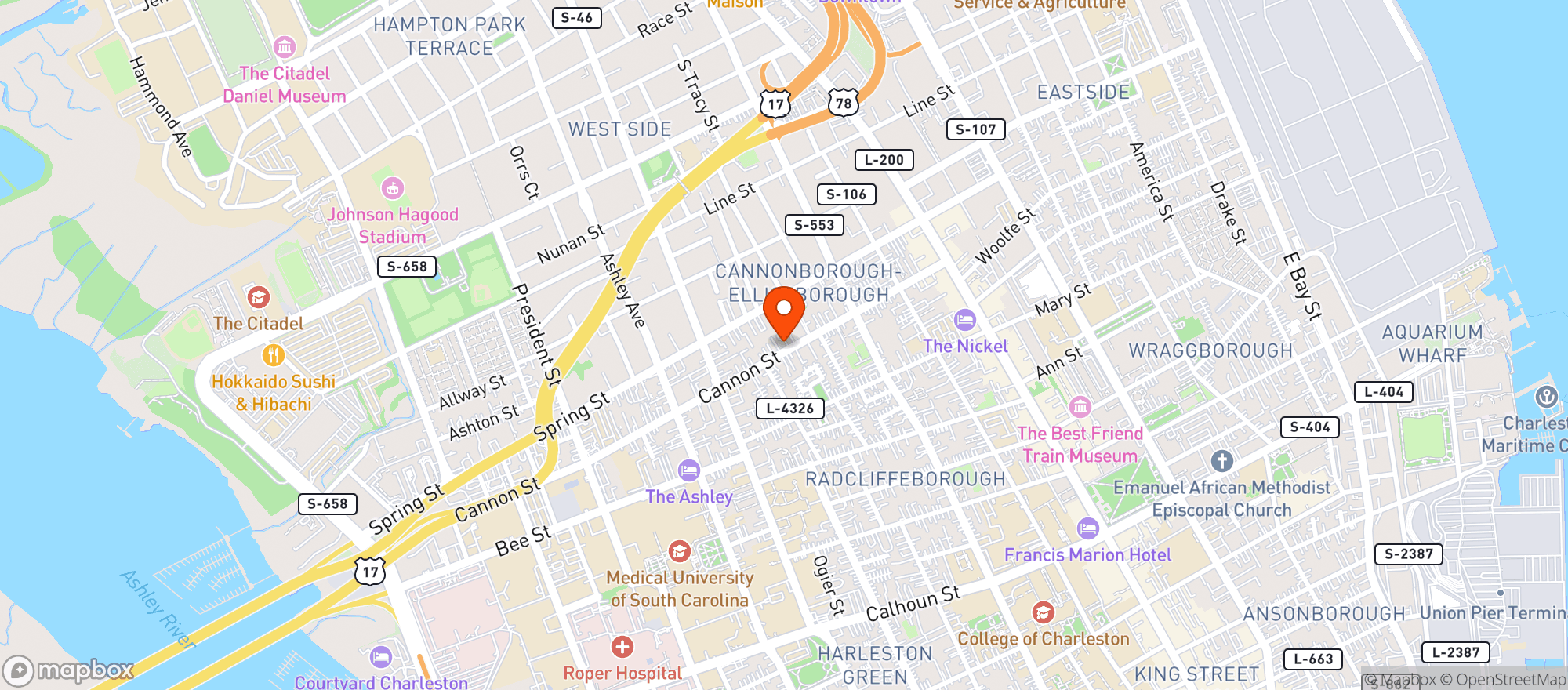 Map showing Southbound