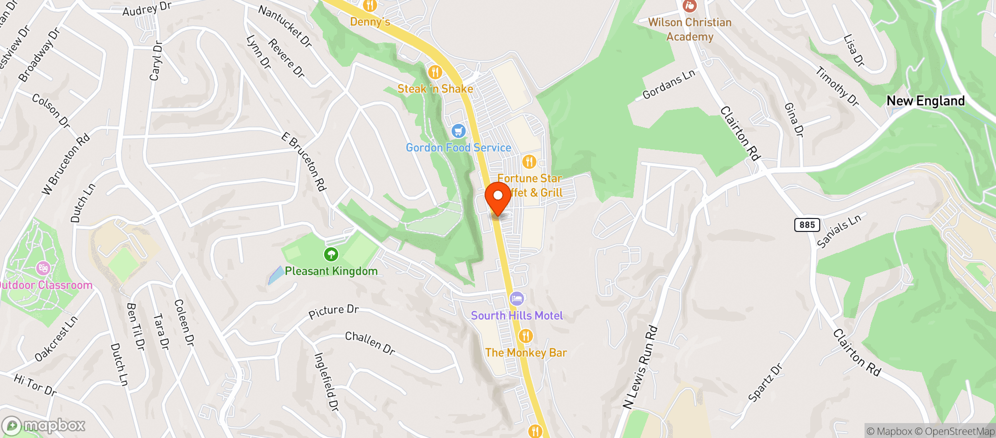 Map showing FRESH THYME FARMERS MARKET (PLEASANT HILLS)
