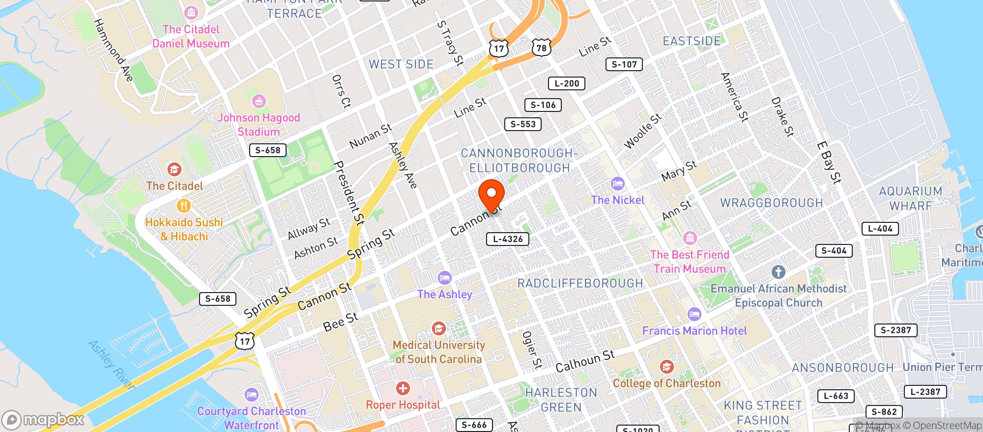Map showing Co-op Downtown