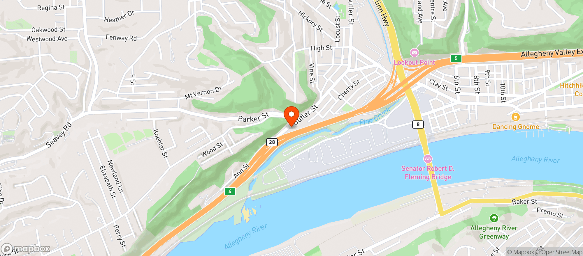 Map showing Roadside Beer Dist