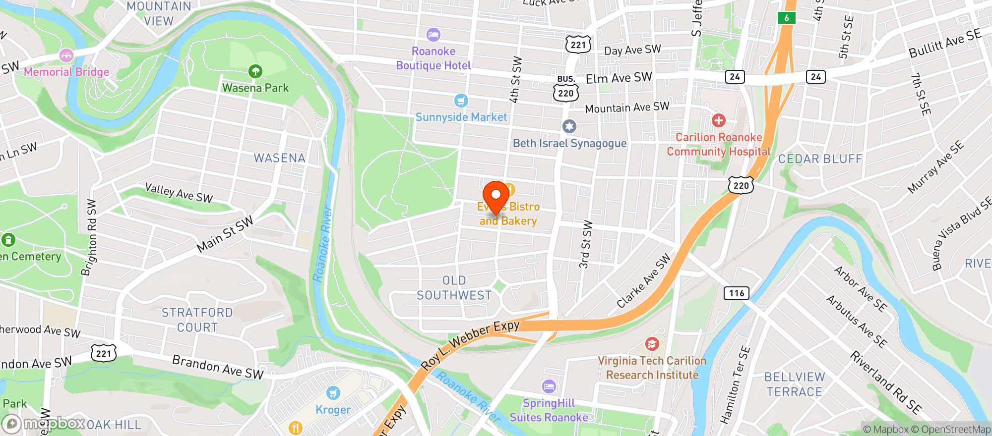 Map showing The Spot