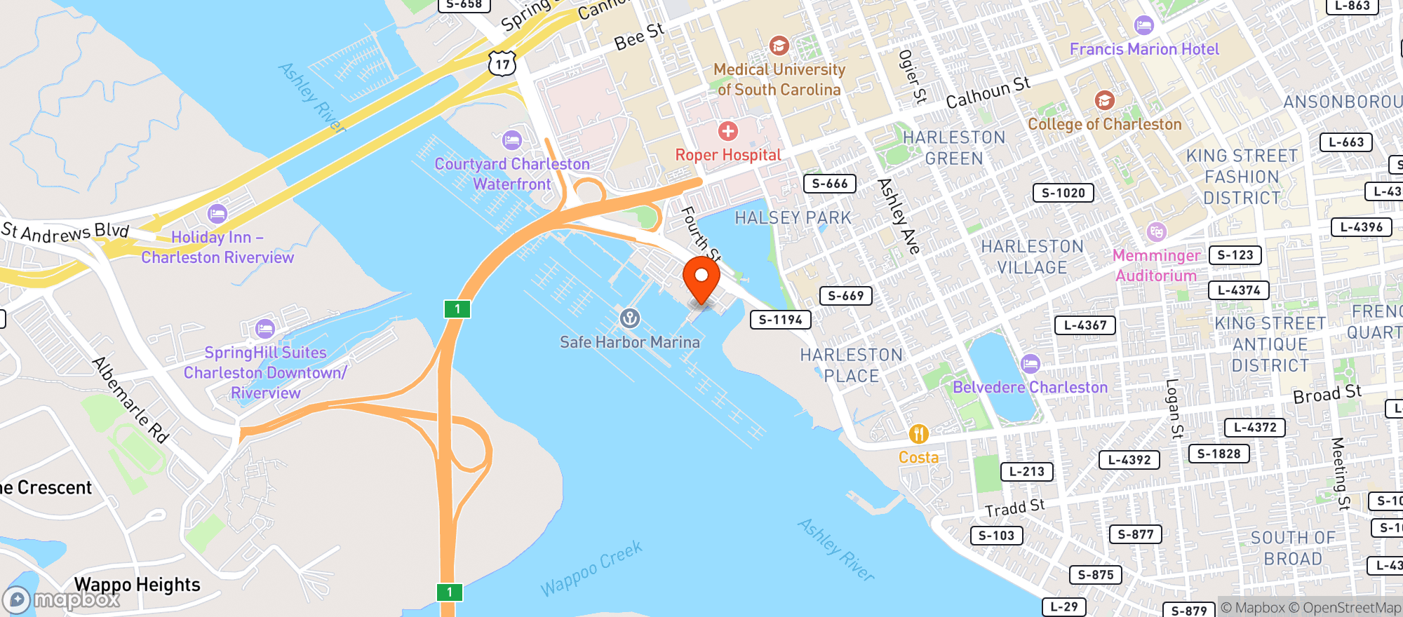 Map showing Marina Variety Store (chs)