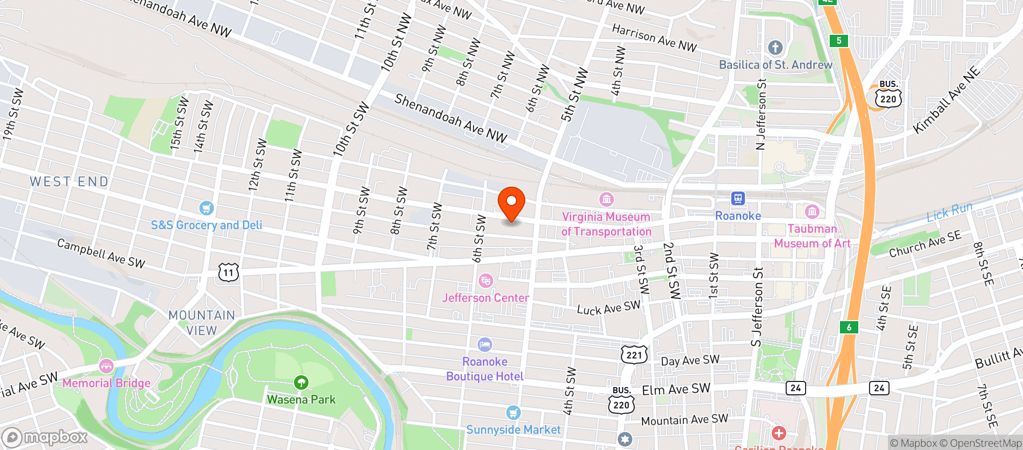 Map showing Blue Ridge Catering