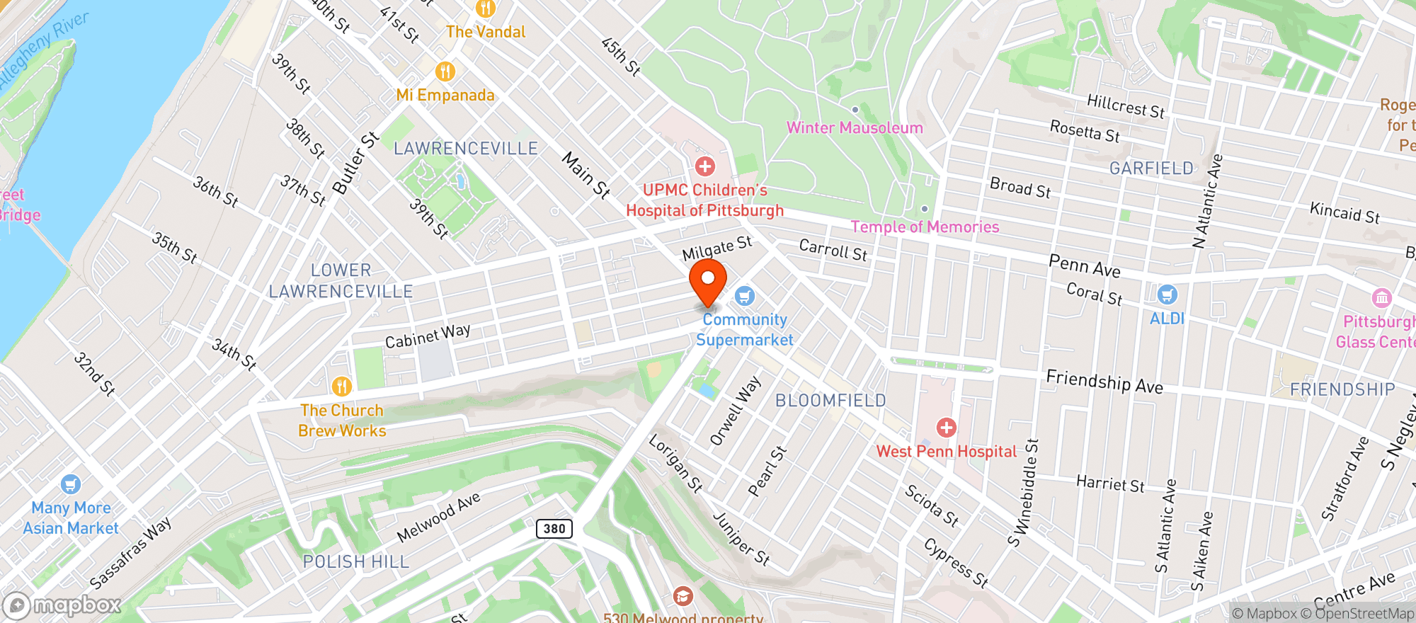 Map showing Liberty Beer Distributing