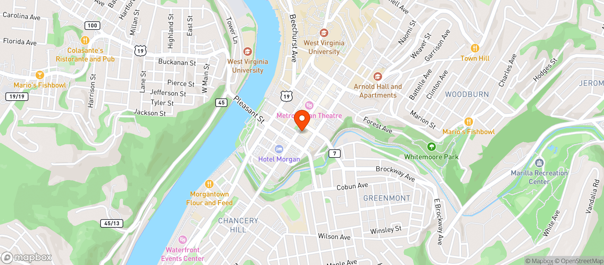 Map showing Buddy's Bud Co - Wvu