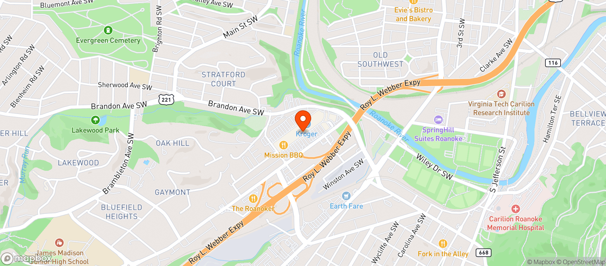 Map showing Bobbys Hot & Cheesy