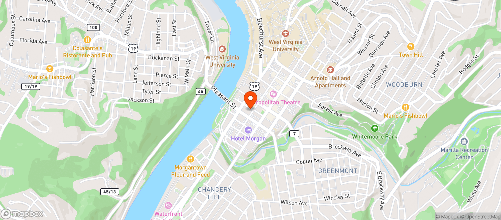 Map showing Pour Choices Pub & Grub