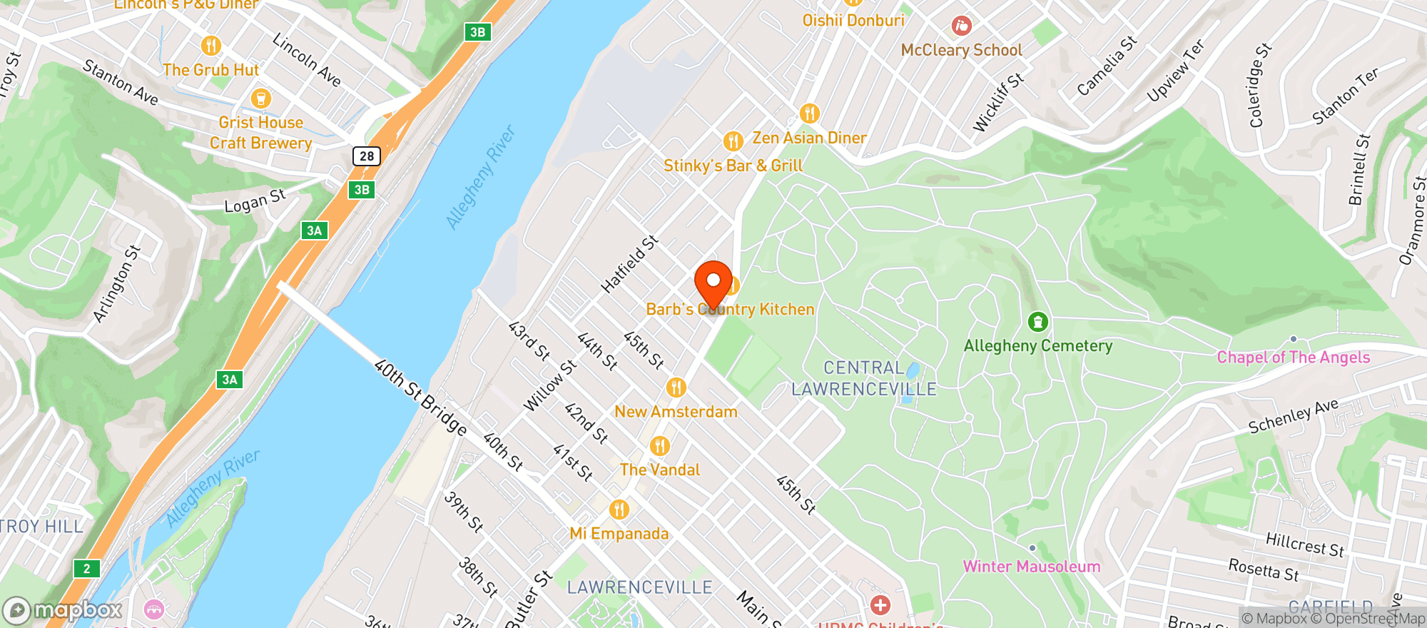 Map showing The Abbey On Butler Street
