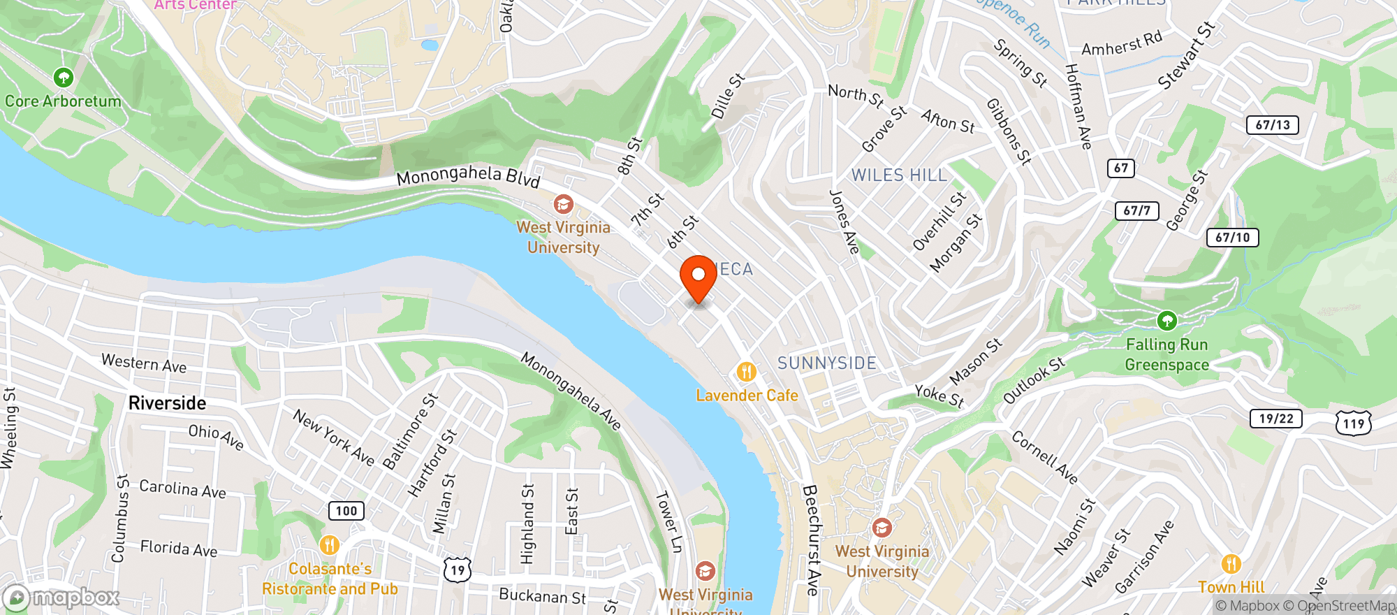 Map showing Smoke Zone Smoke Shop- Morgantown