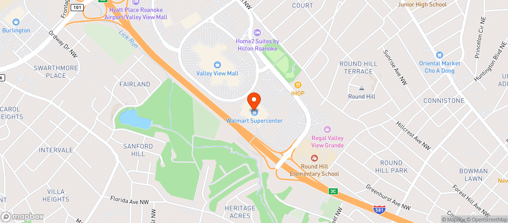 Map showing WALMART SUPERCENTER