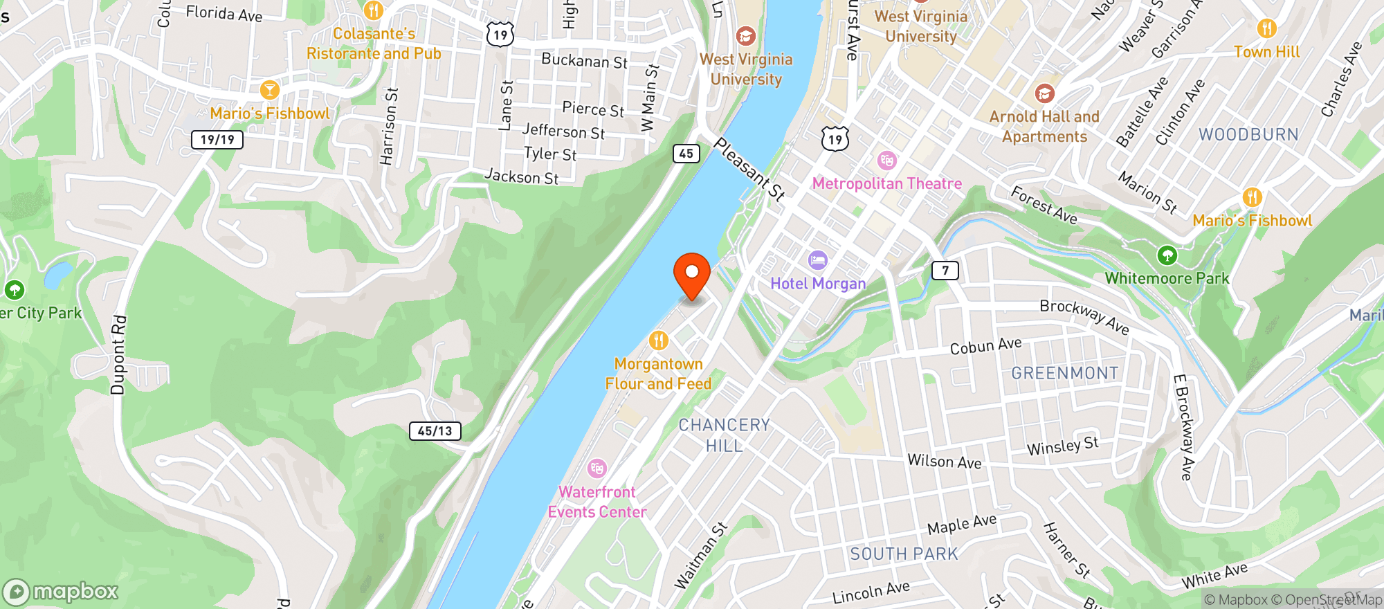 Map showing Mtn State Brewing Co