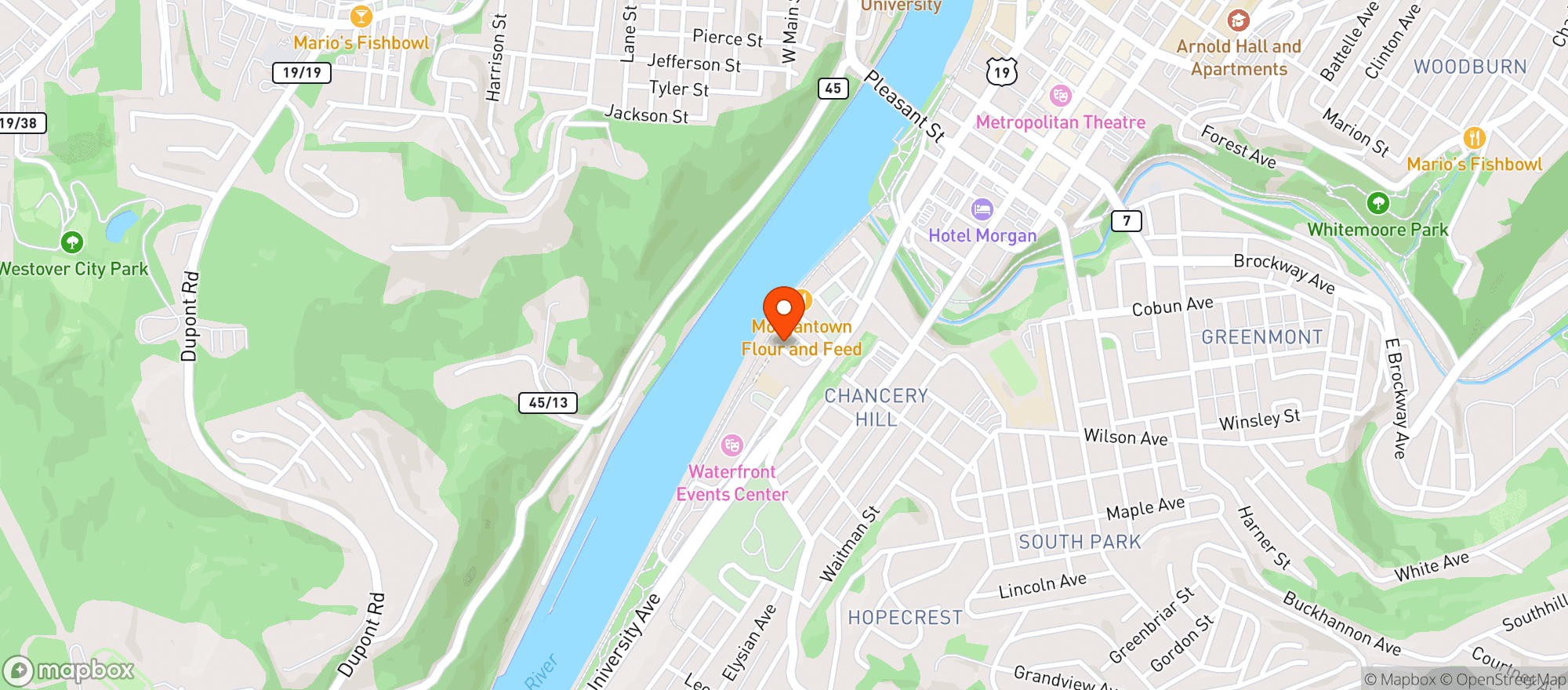 Map showing River Birch Cafe