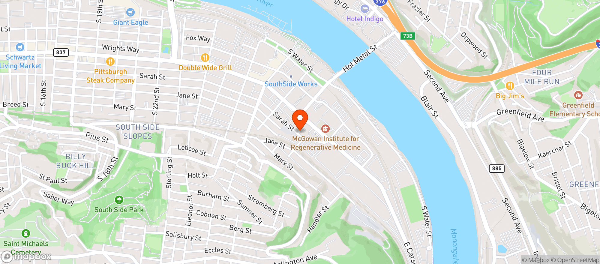Map showing Birmingham Bridge Brewery & Tavern