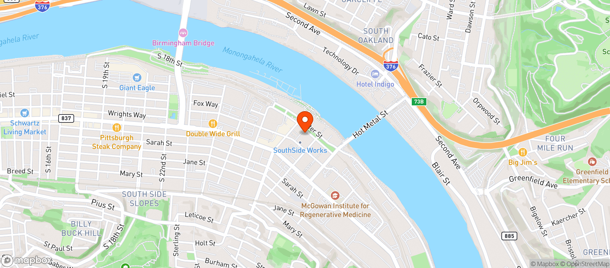 Map showing Pins Mechanical Company