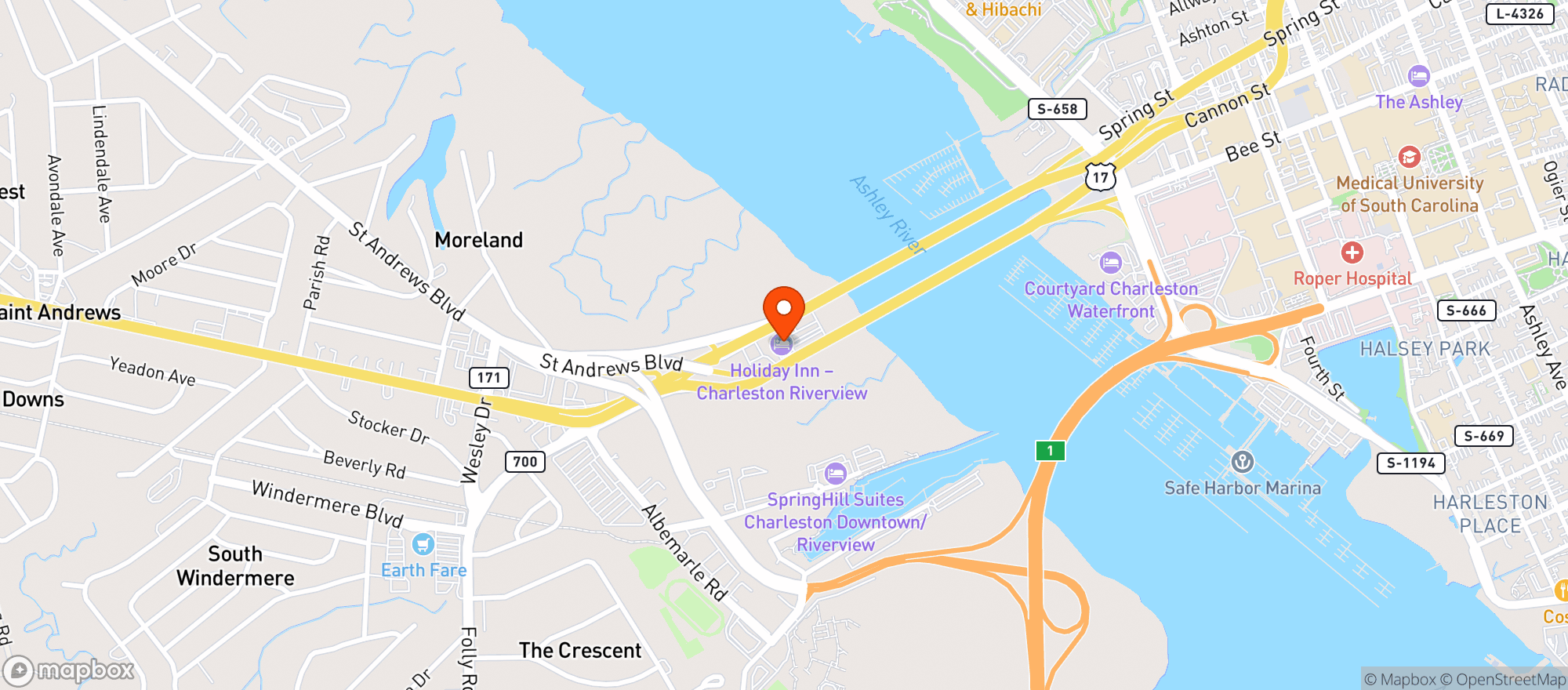 Map showing Holiday Inn