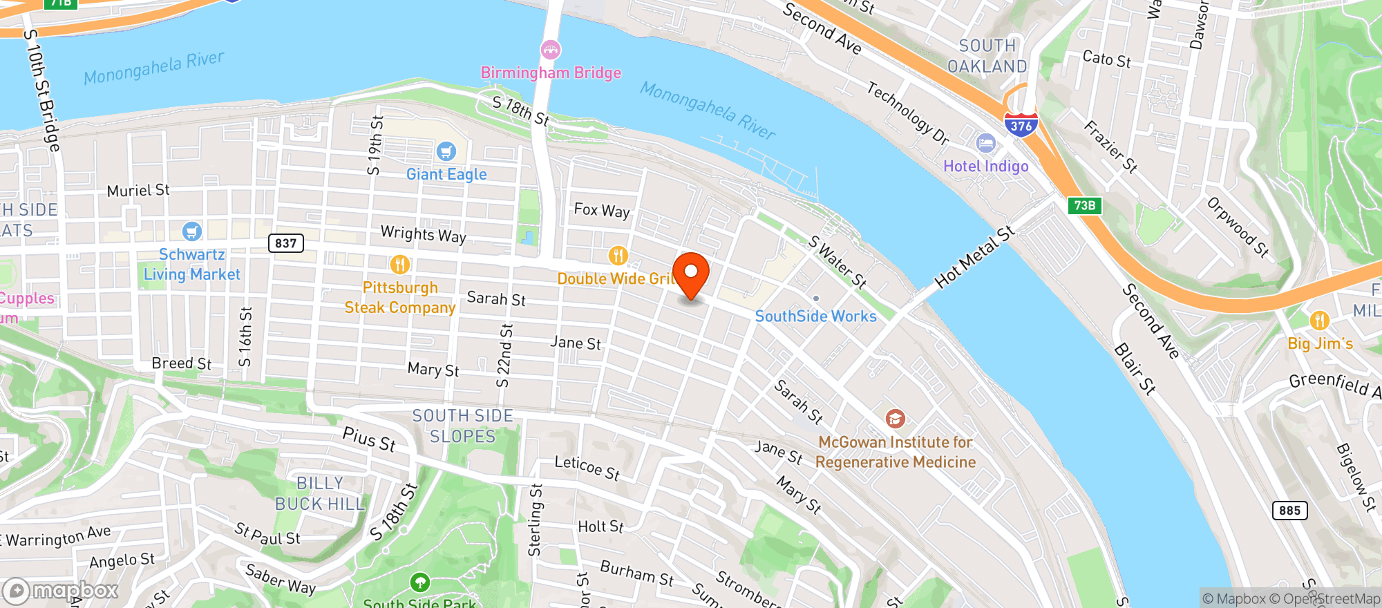 Map showing Otb Bicycle Cafe South Side