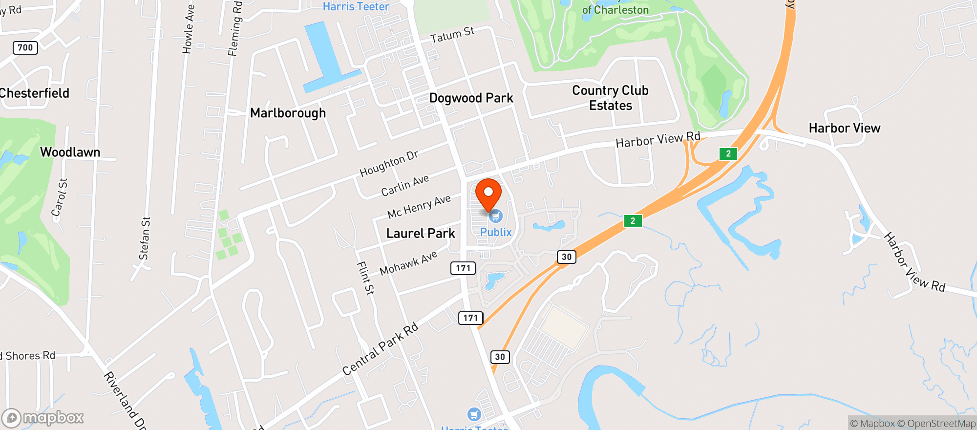 Map showing Publix Super Market