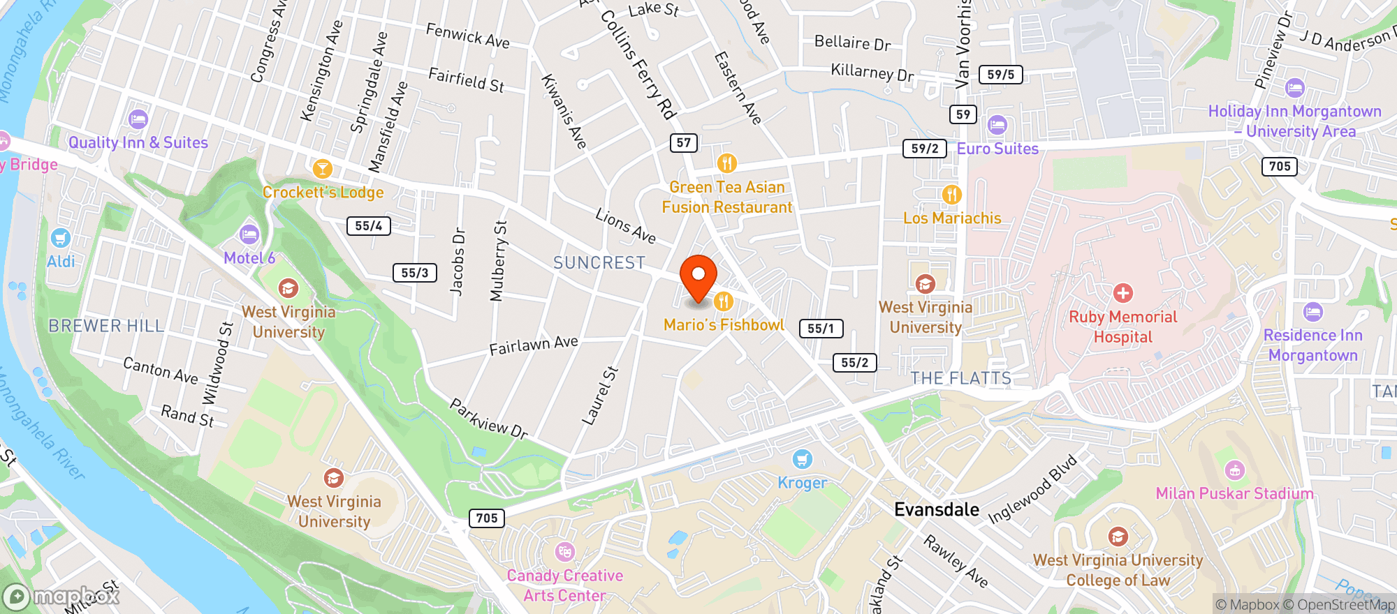 Map showing Black Bear Evansdale