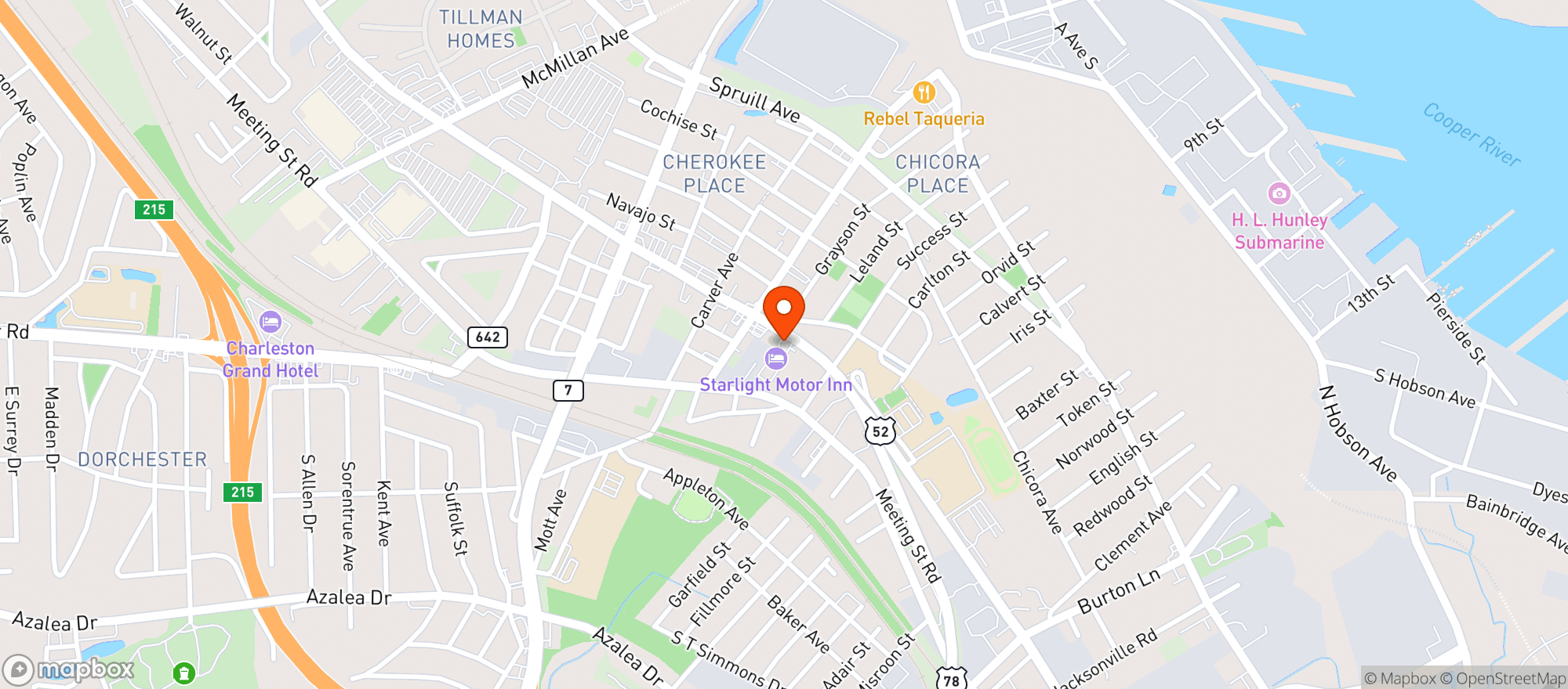 Map showing Starlight Motor Inn
