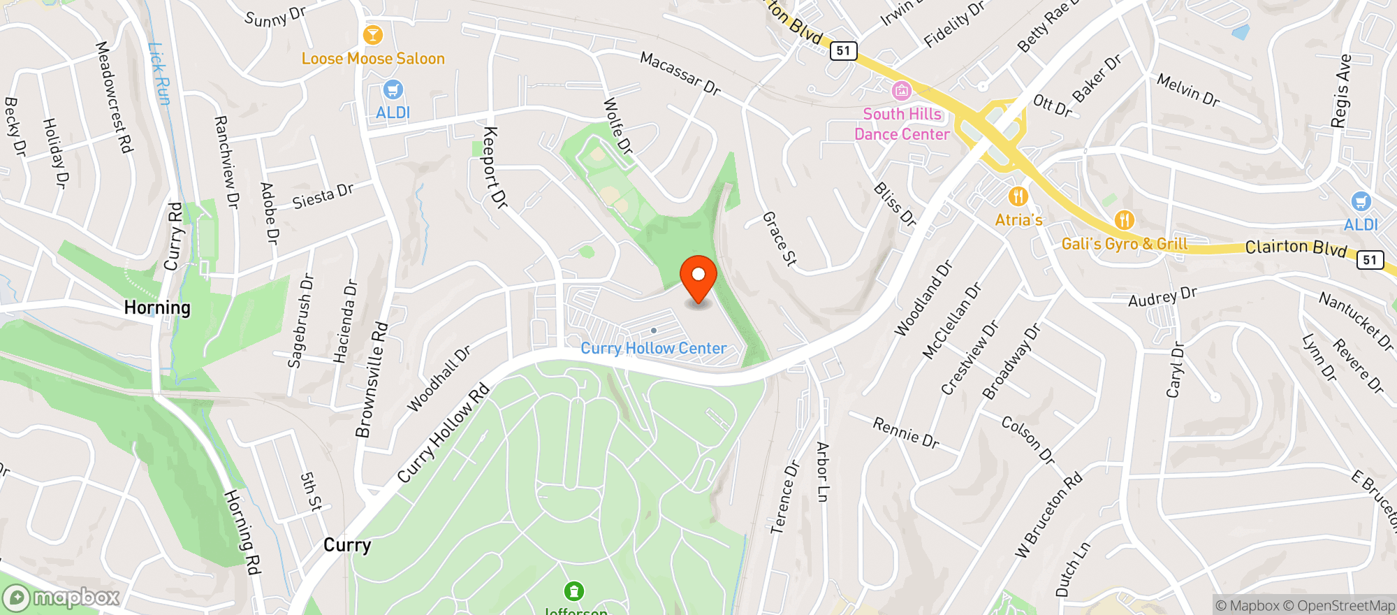 Map showing DUFFYS POP & BEER