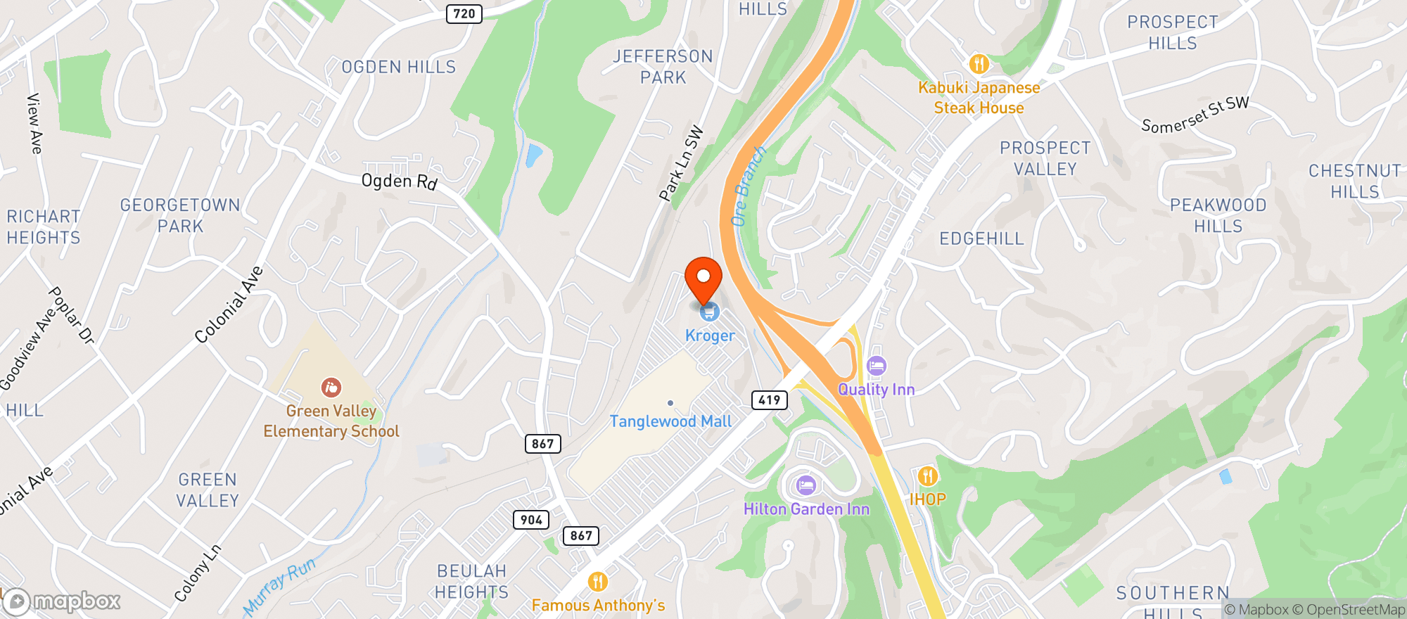 Map showing Kroger