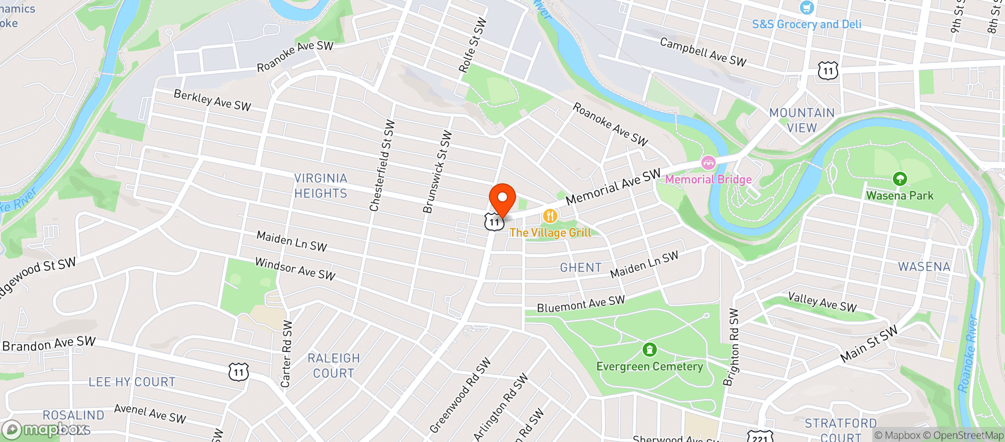 Map showing Grandin Theatre