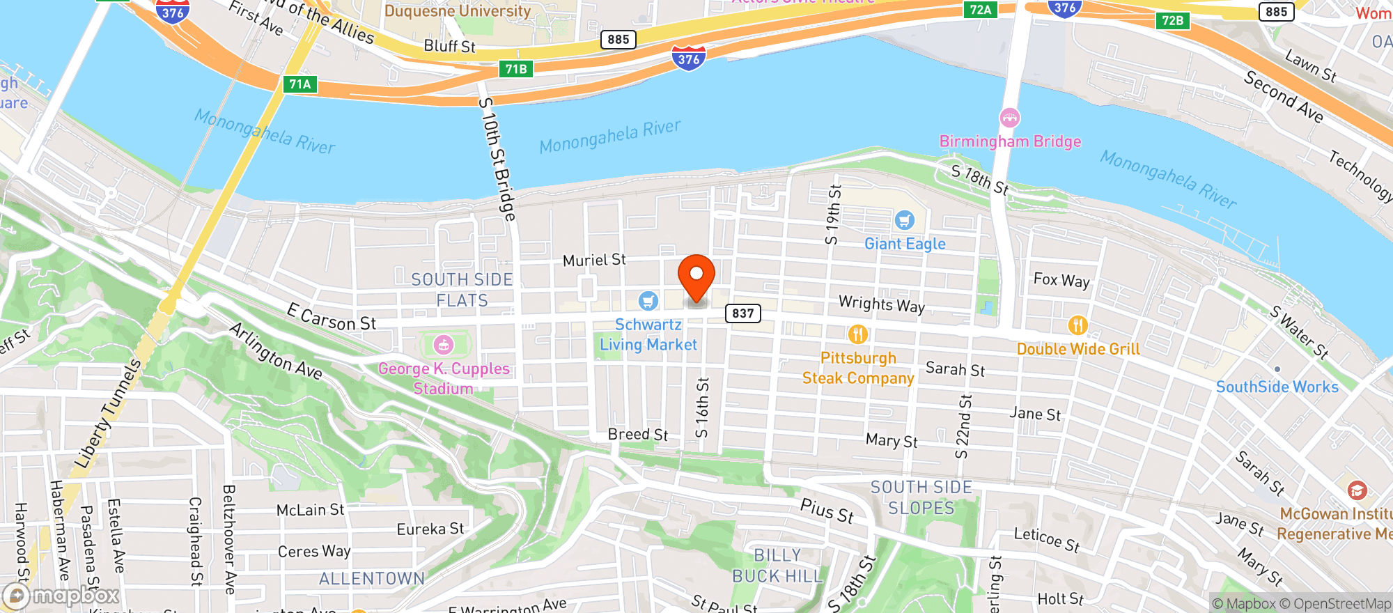 Map showing Carson Street Deli