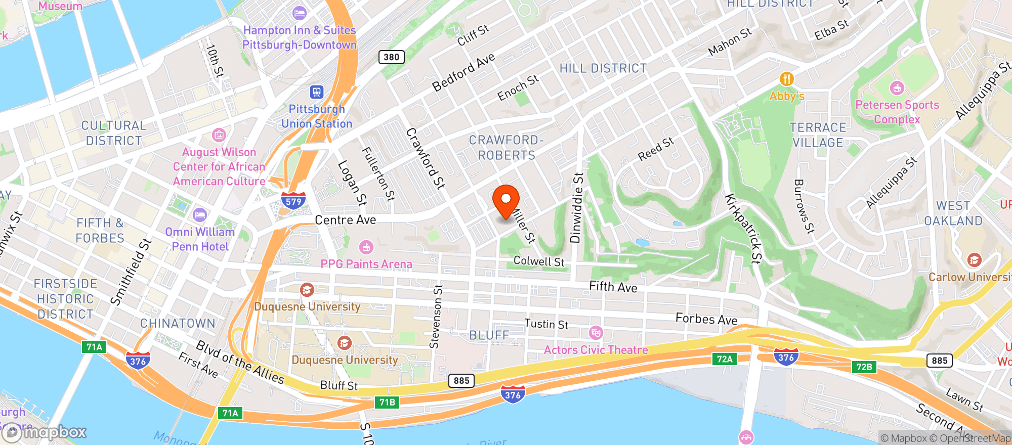 Map showing Uptown Beer