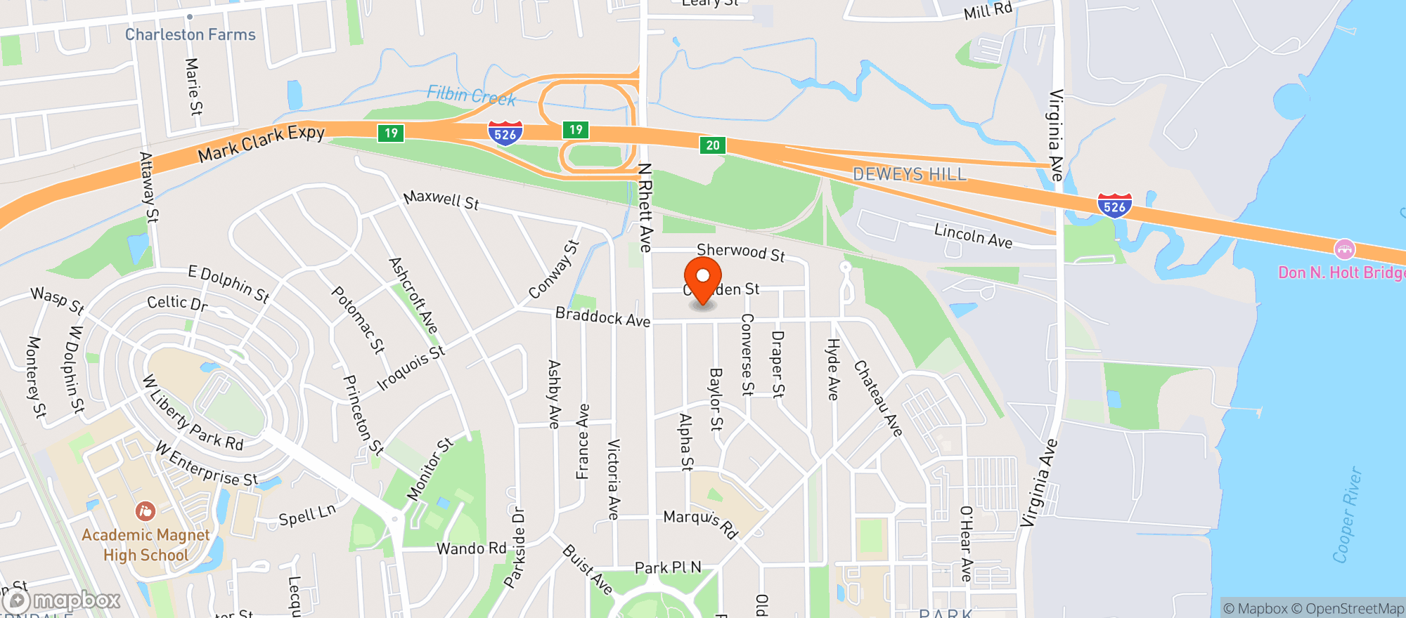 Map showing Park Circle Co-op