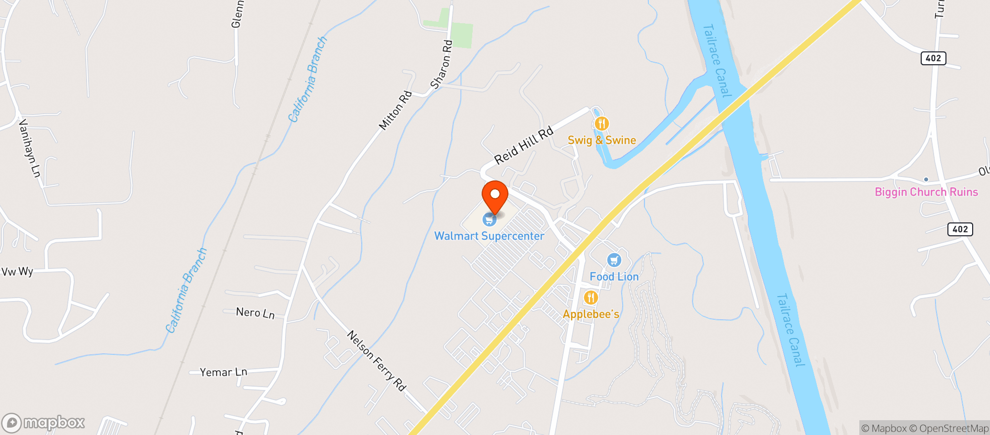 Map showing Walmart Supercenter