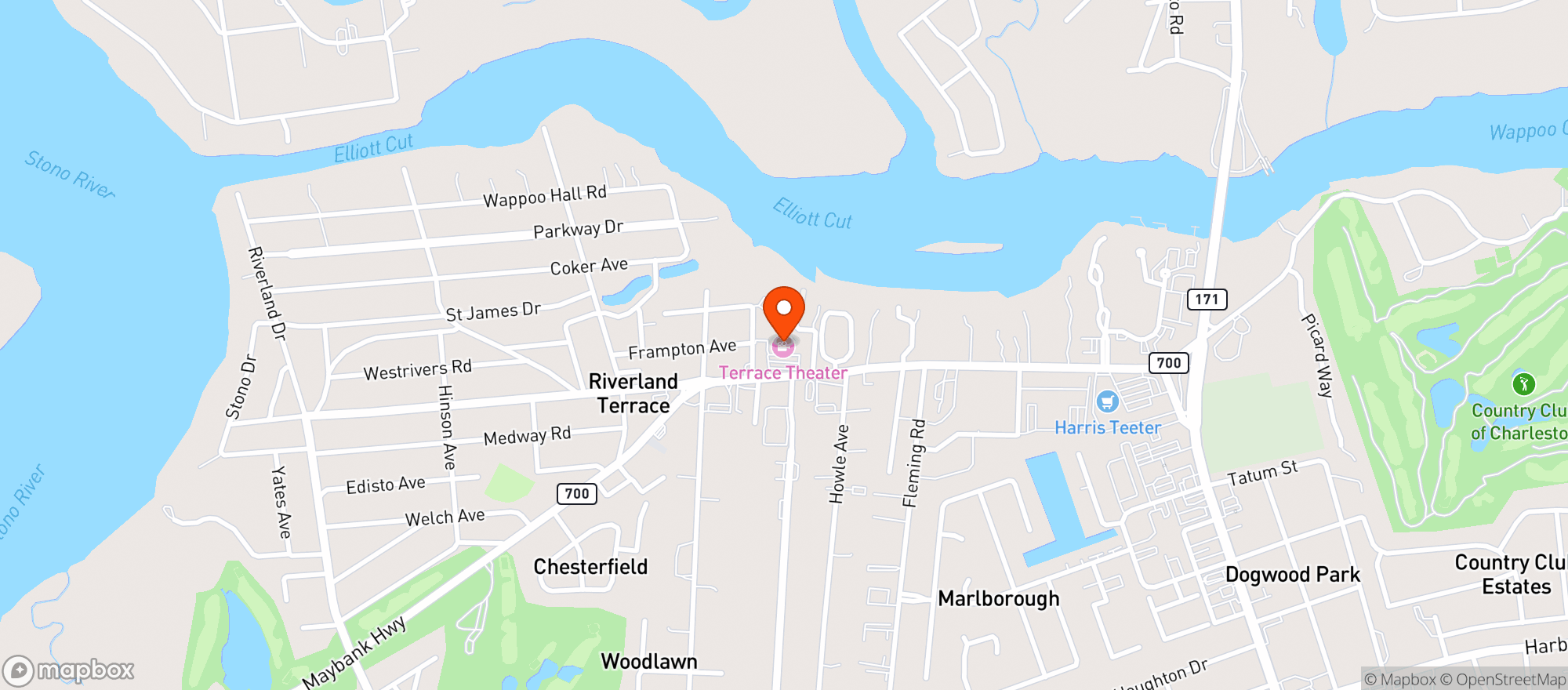 Map showing Crust Woodfire Pizza